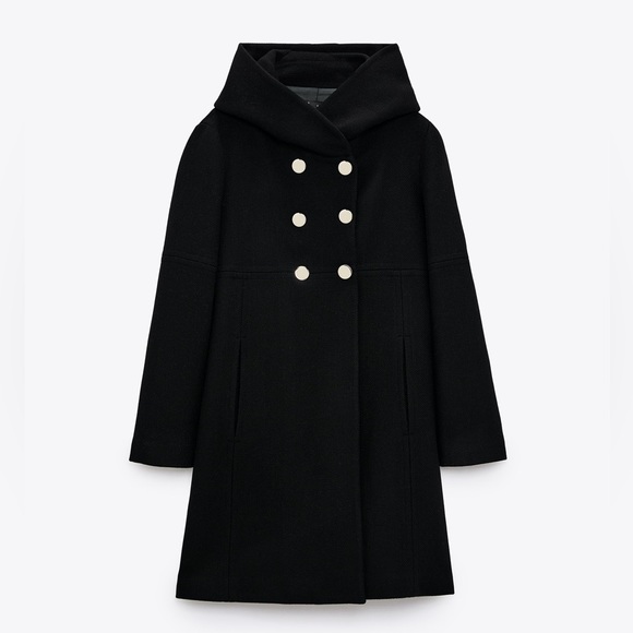 ZARA WOOL BLEND COAT WITH WRAP COLLAR - Picture 5 of 15